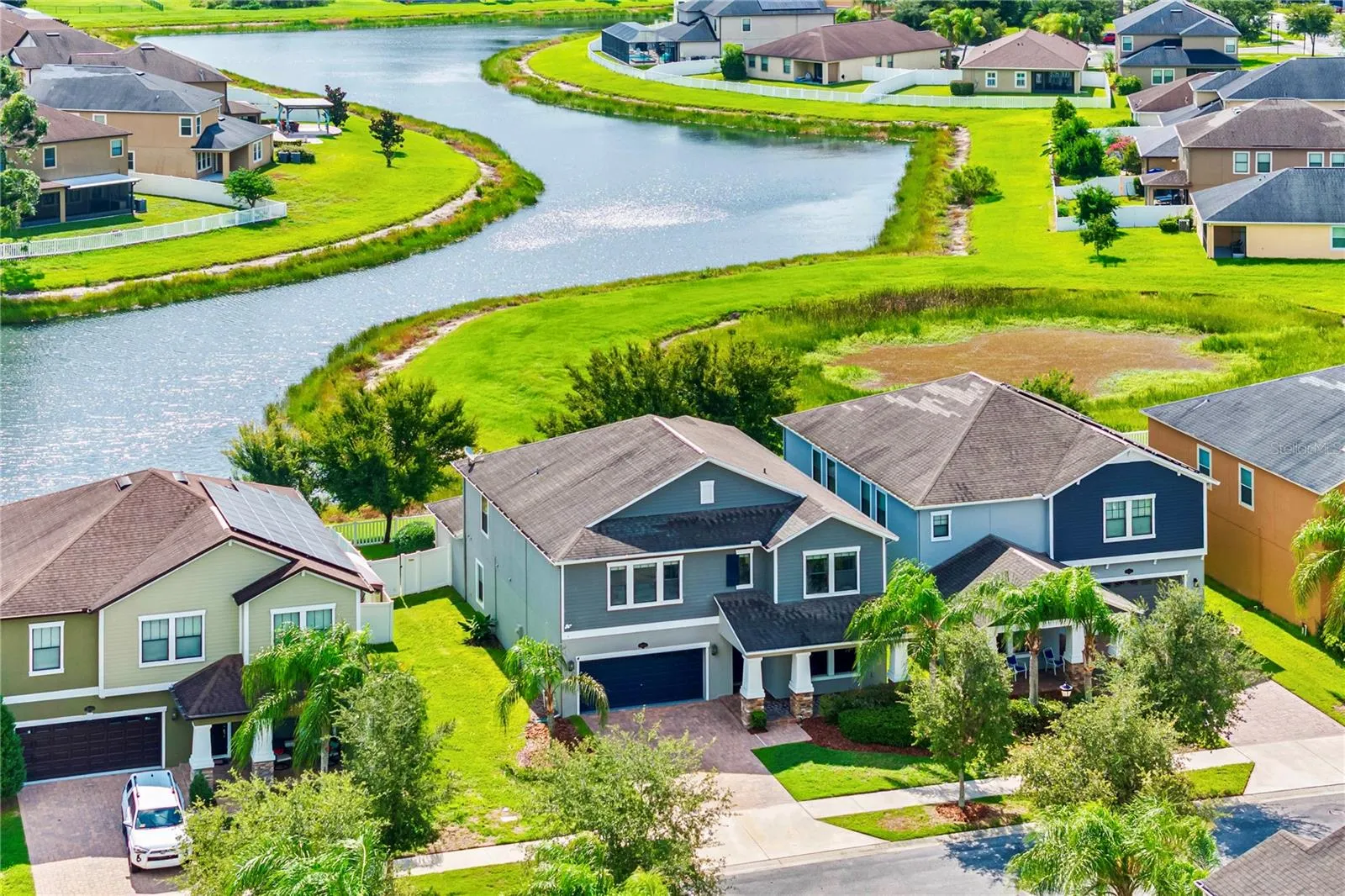 Aerial shot of house front