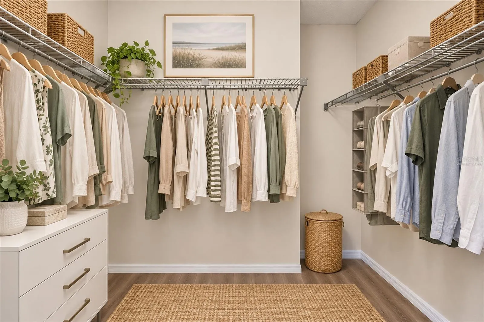 Walk in closet Virtually staged w