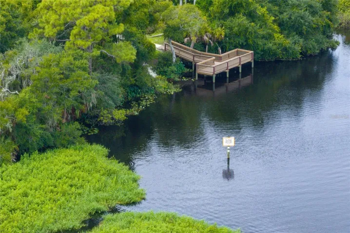 Drone view of the fishing pier on the Braden River