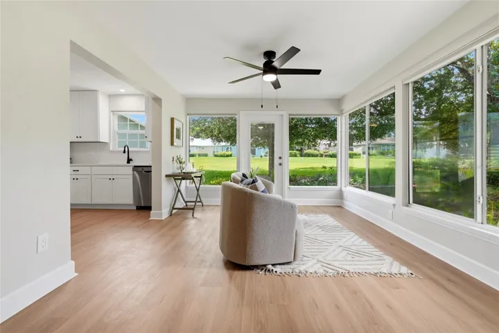Enclosed porch off of the kitchen and living room