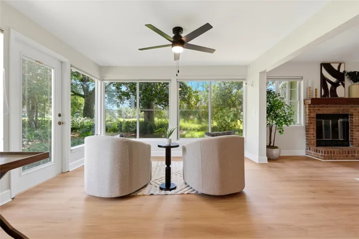 Enclosed porch off of the kitchen and living room