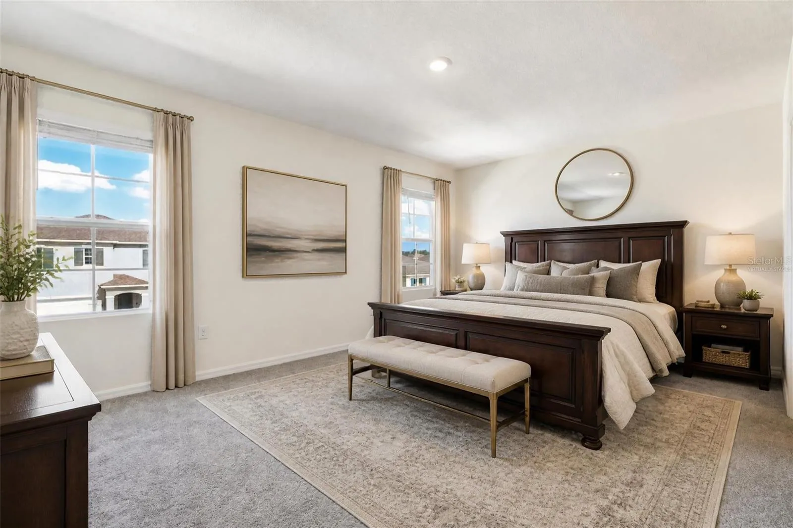 Virtually staged master bedroom
