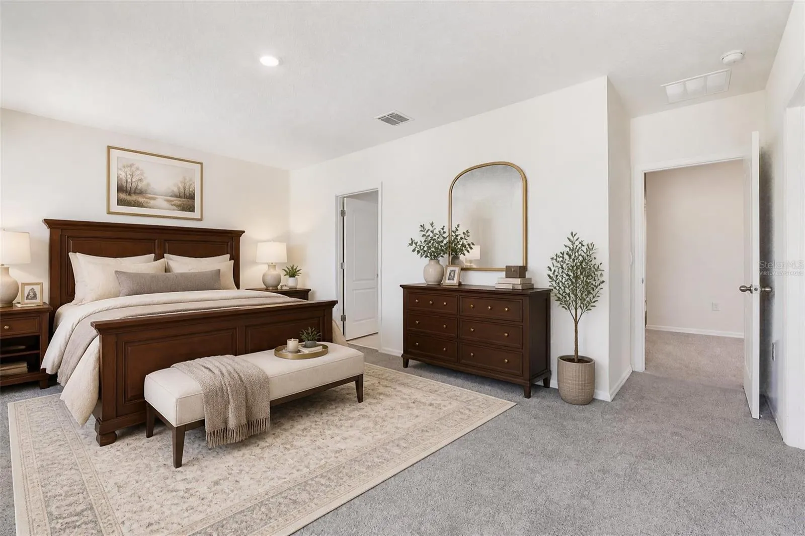 Virtually staged Master Bedroom