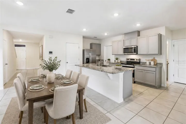 Virtually staged dining kitchen combo