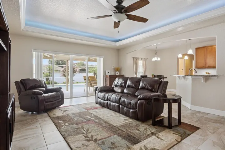 Living room overlooking the pool