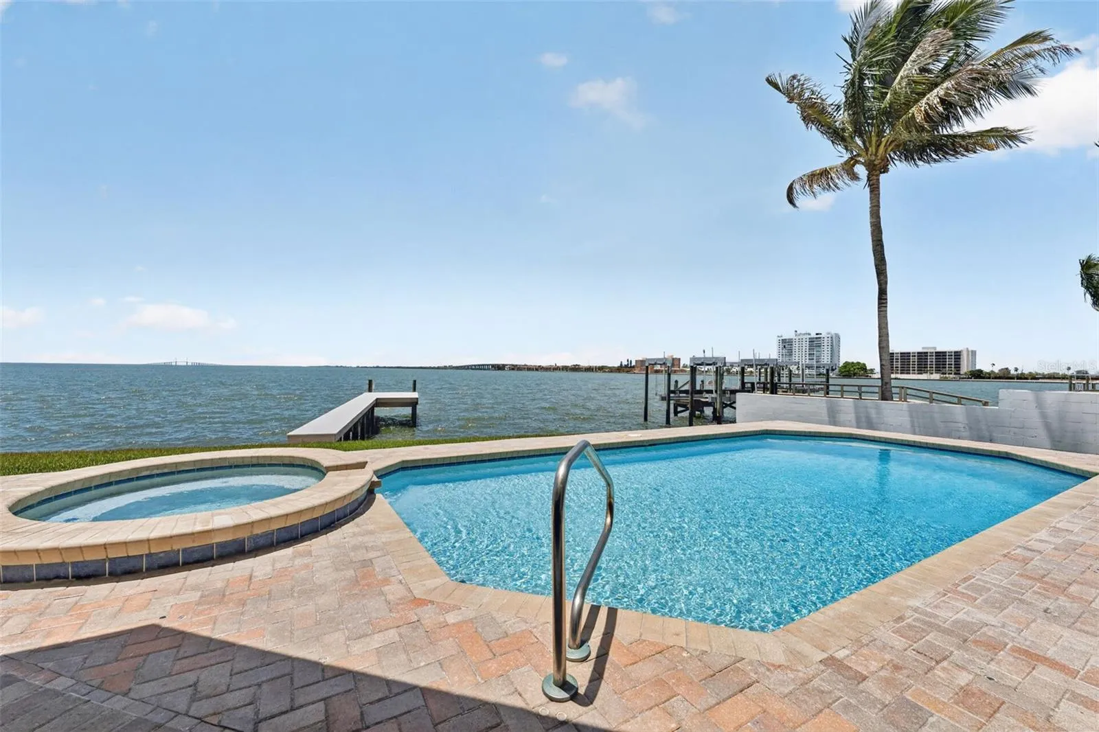 Saltwater pool with breathtaking open water views, creating a perfect spot for swimming and relaxation.