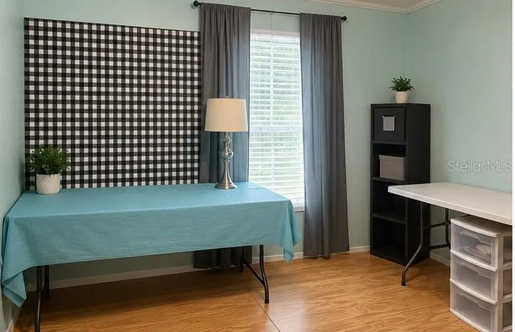 AI altered photo bedroom used as craft room
