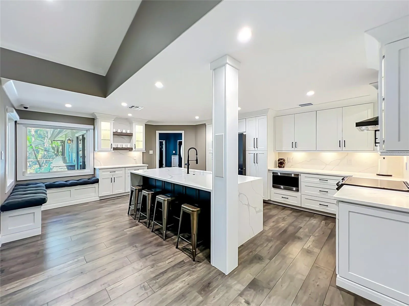Kitchen, Seating &amp; Coffee or Wine Bar