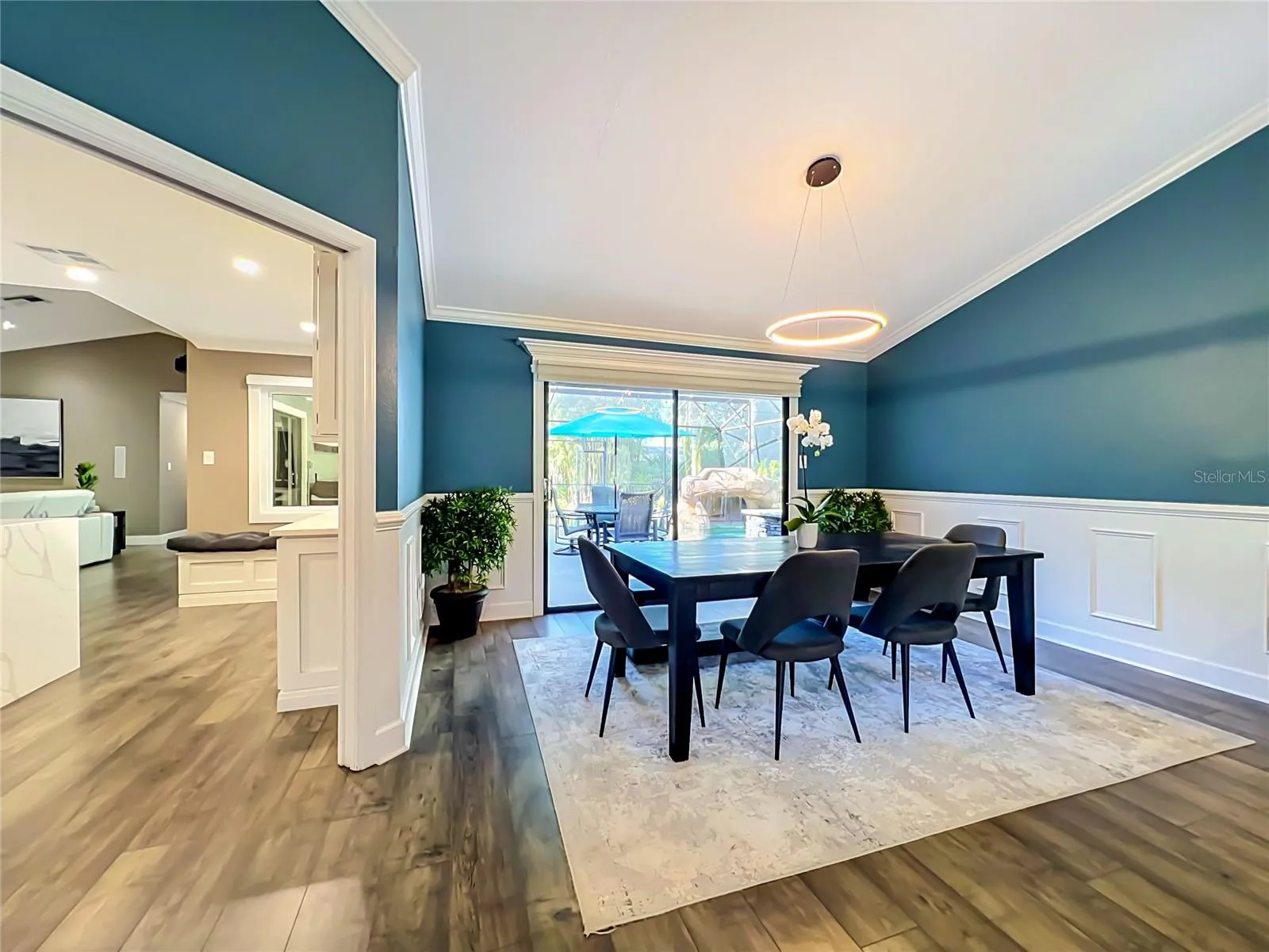 Dining flows into Kitchen