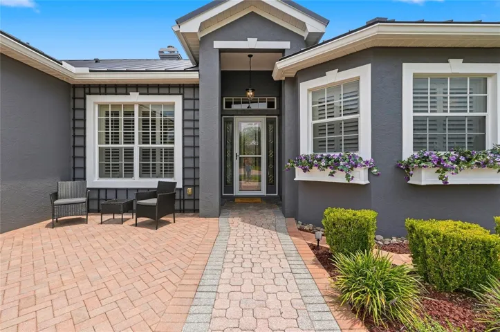 Welcoming Entry with Window Planter Boxes
