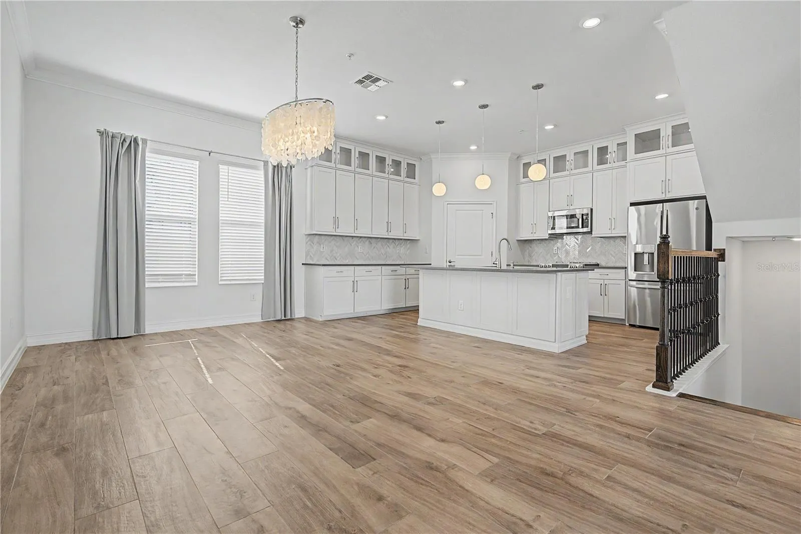 Second-level kitchen with a bright, open feel.