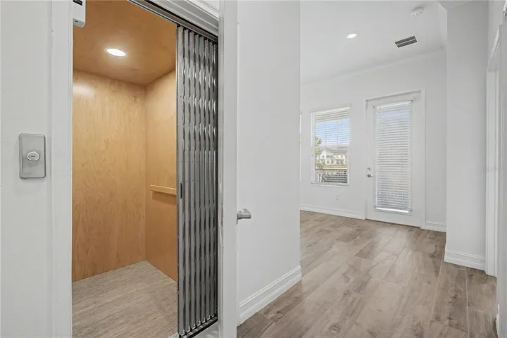 First-level elevator door access.