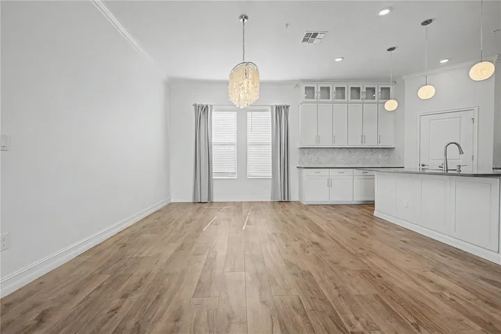 Second-level dining area with an open, inviting layout.
