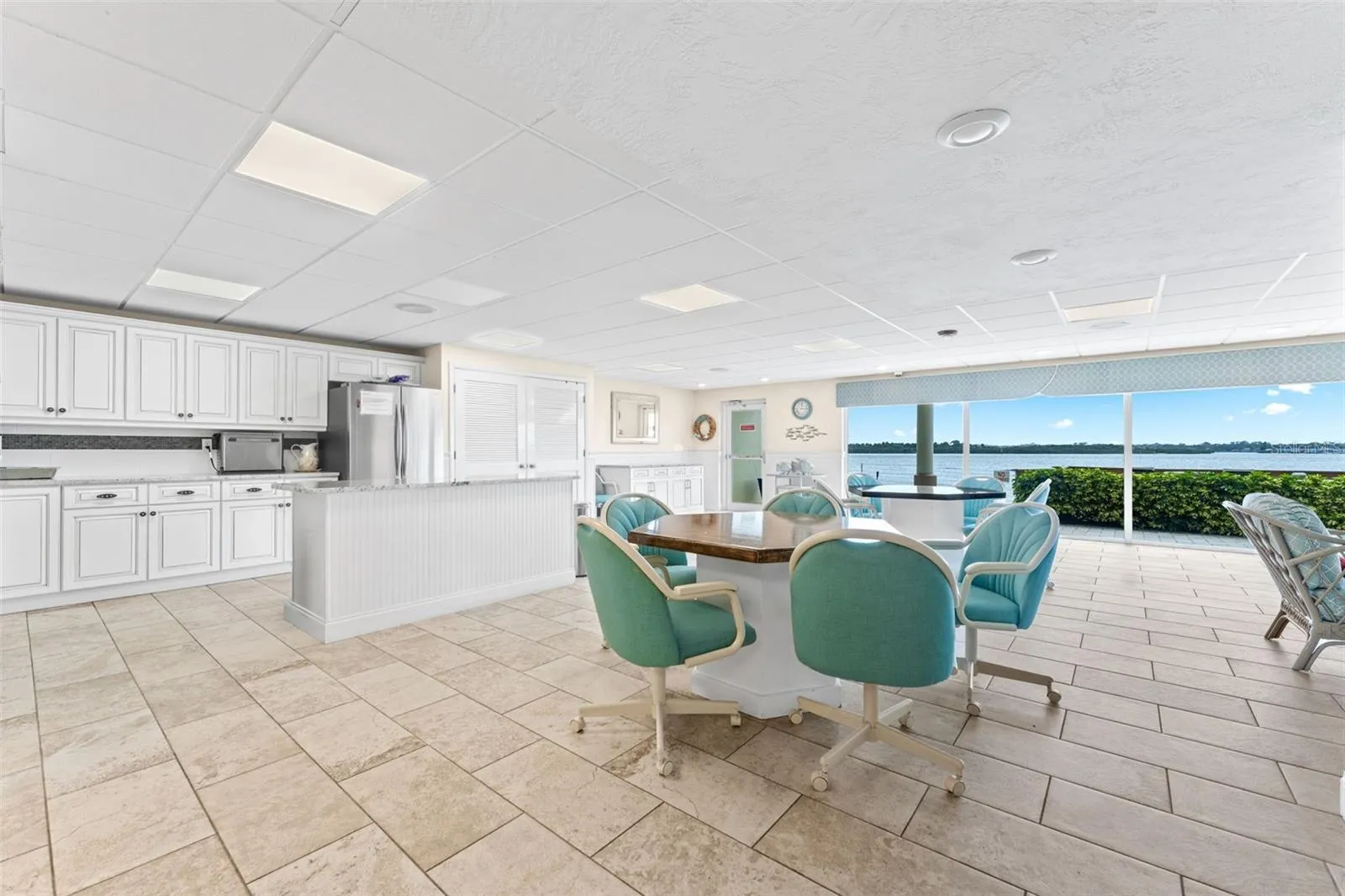 Resident's kitchen with floor to ceiling views.