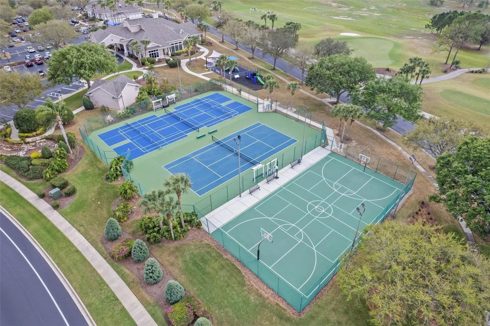 Aerial view of the community tennis courts