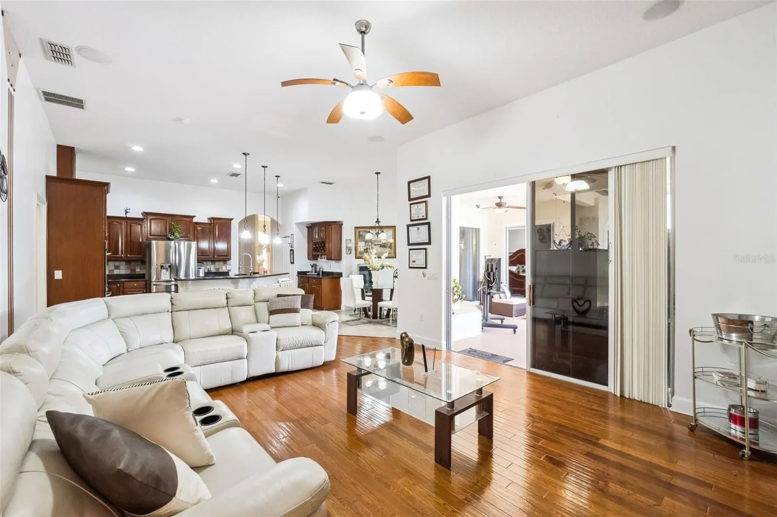 Family room with sliding doors to the lanai