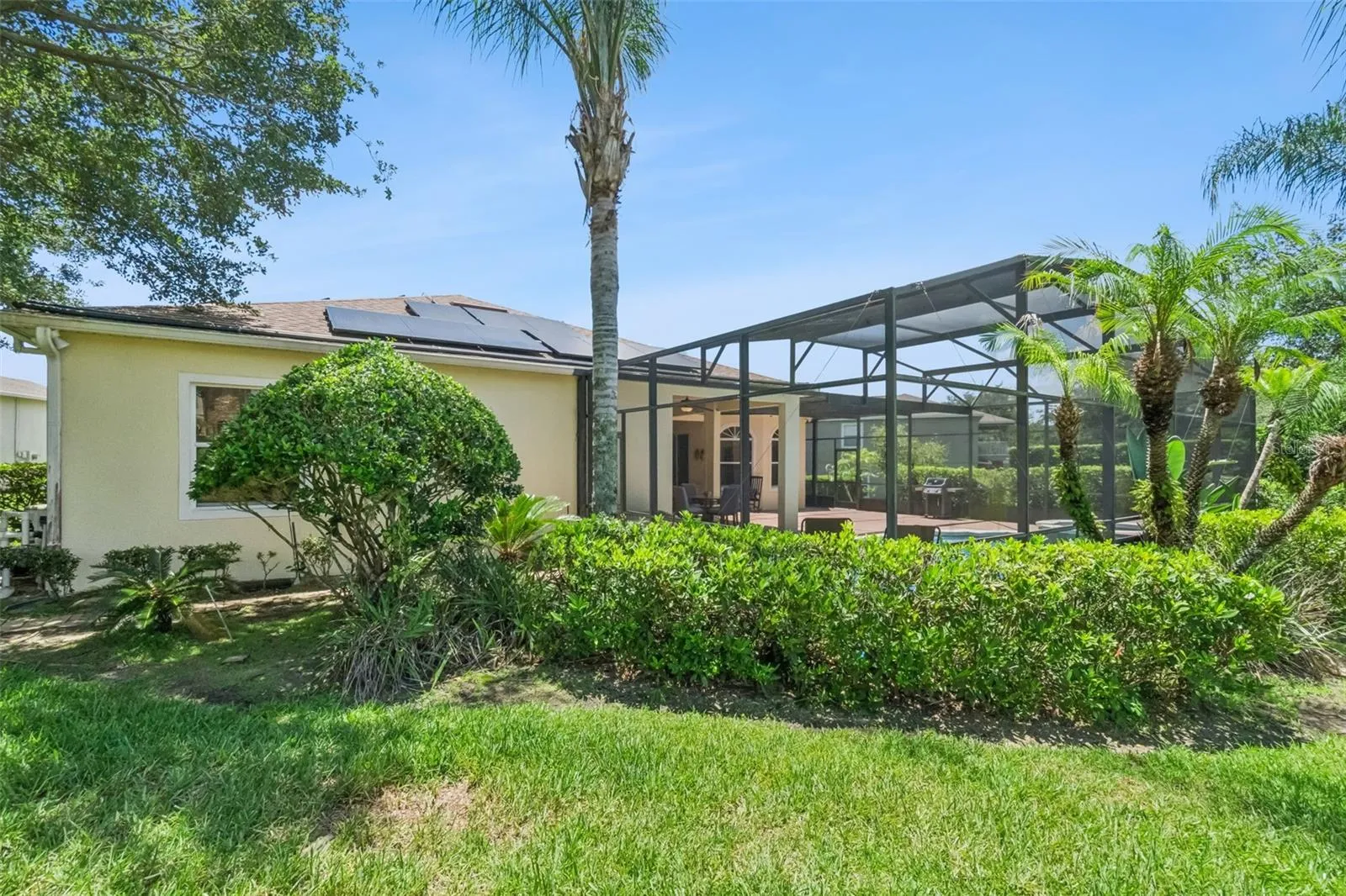 Backyard with screened pool enclosure