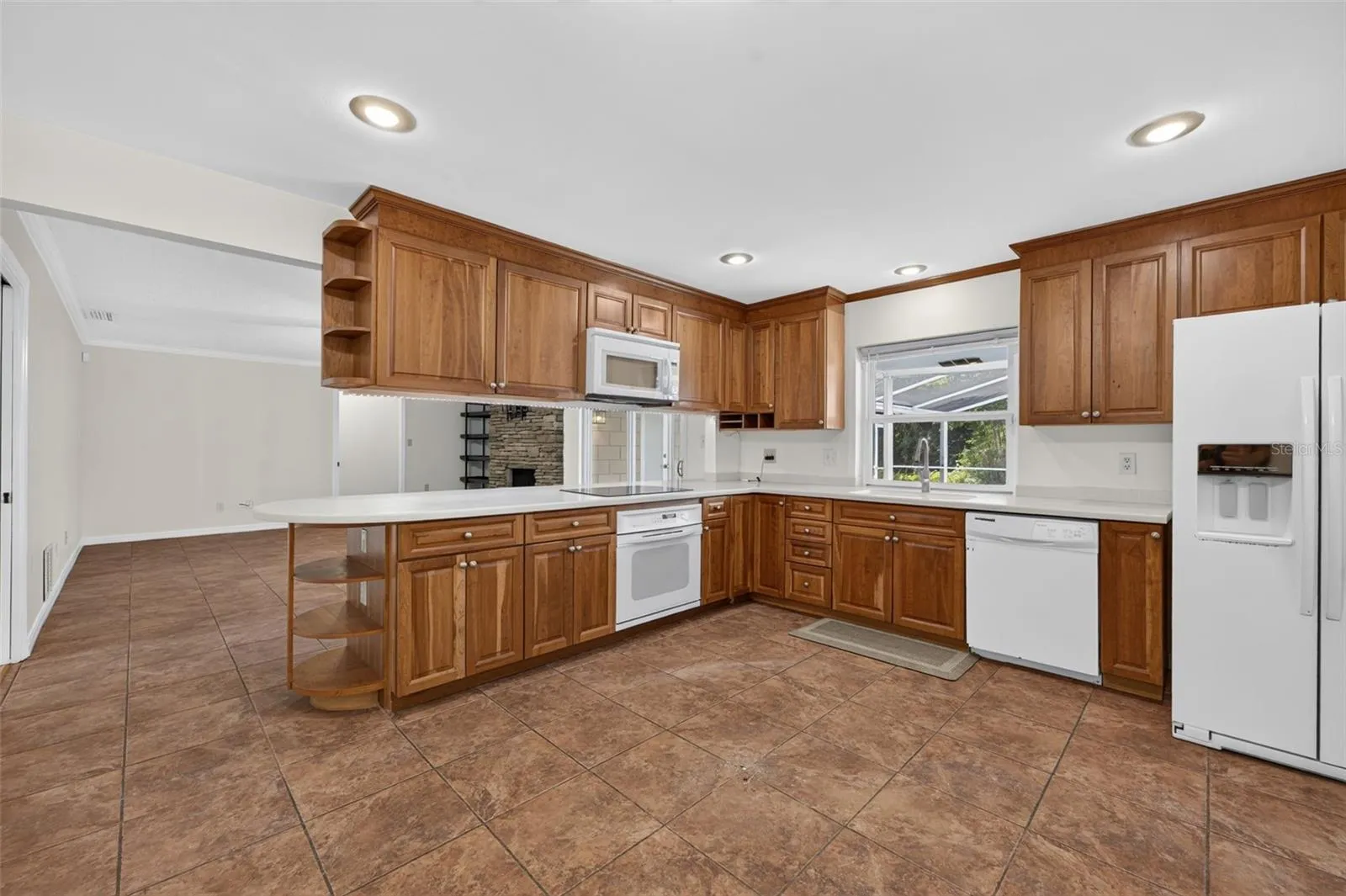 Kitchen overlooks family room