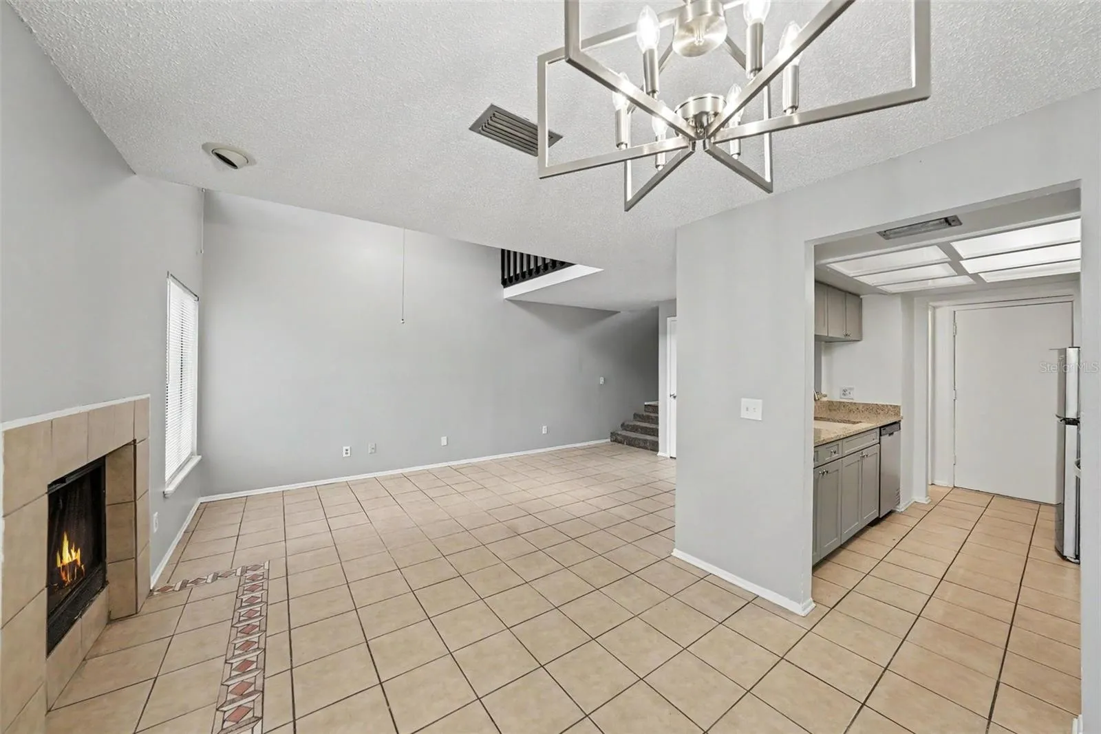 Dining Room overlooking living room &amp; kitchen area.
