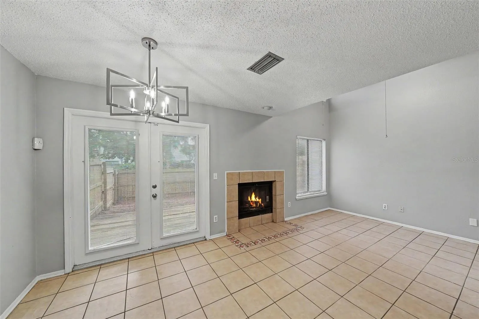 French doors/ Fireplace