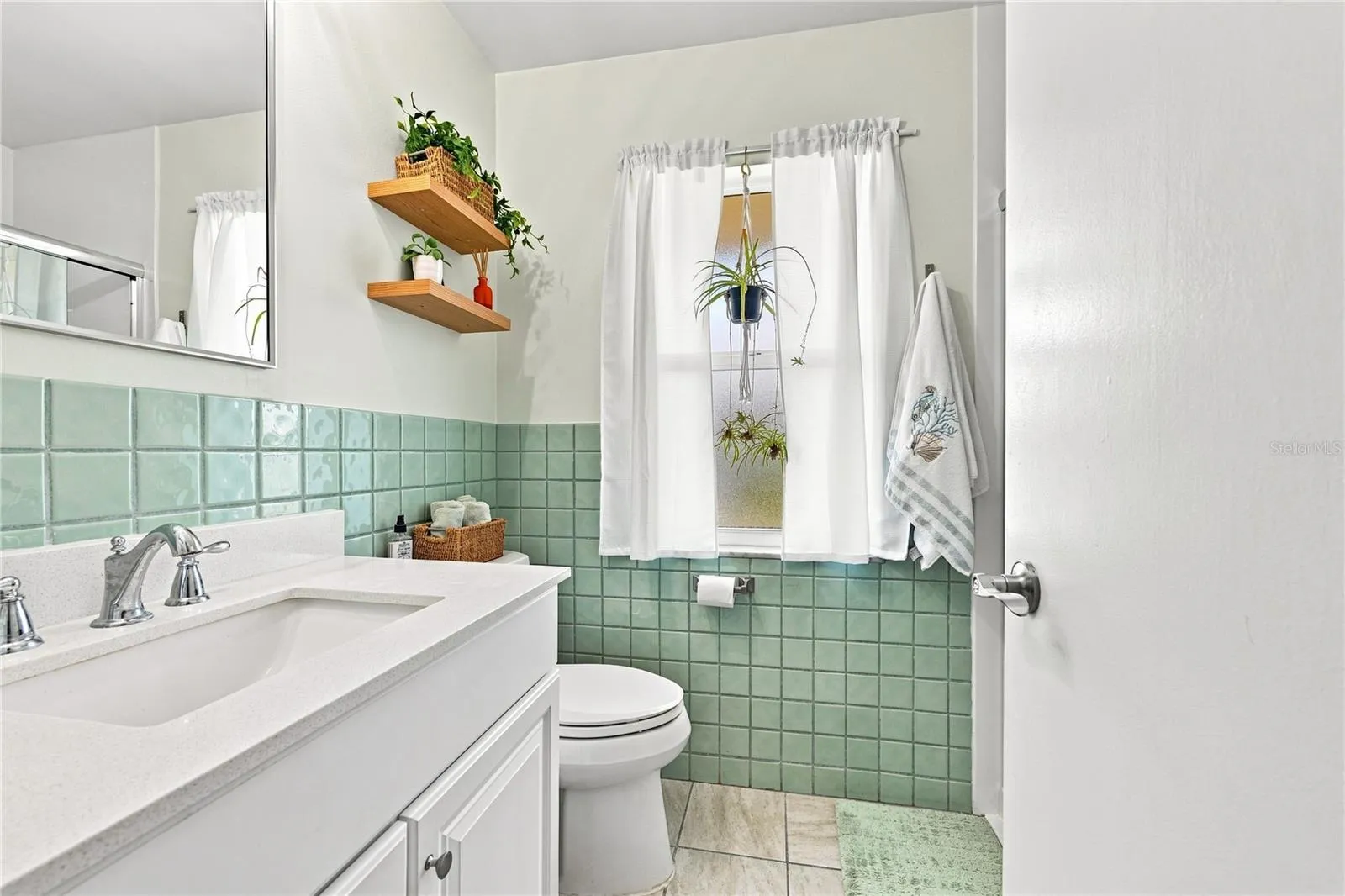 Updated Guest Hall Bath, Vintage Charm, Hight-Top Vanity