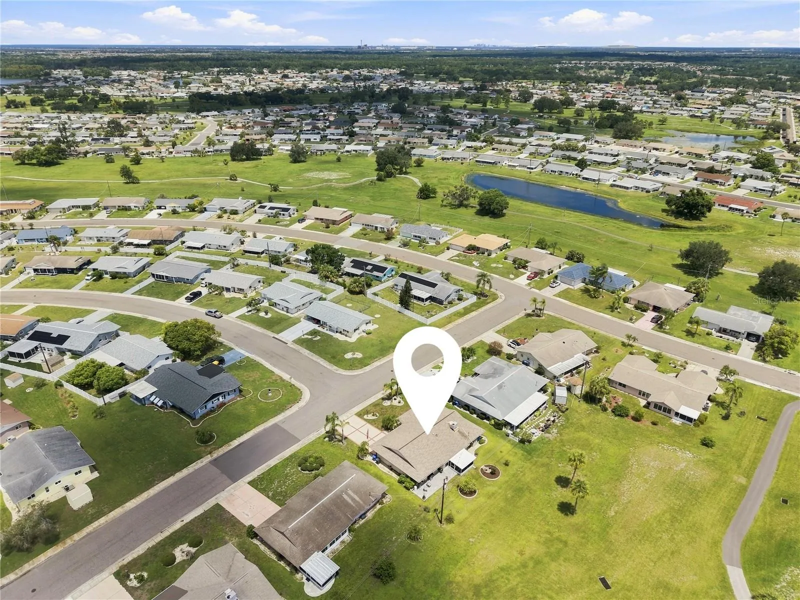 Aerial, Nicely Landscaped, Screened Lanai &amp; Large Patio Great for Enjoying Outdoor Florida Living
