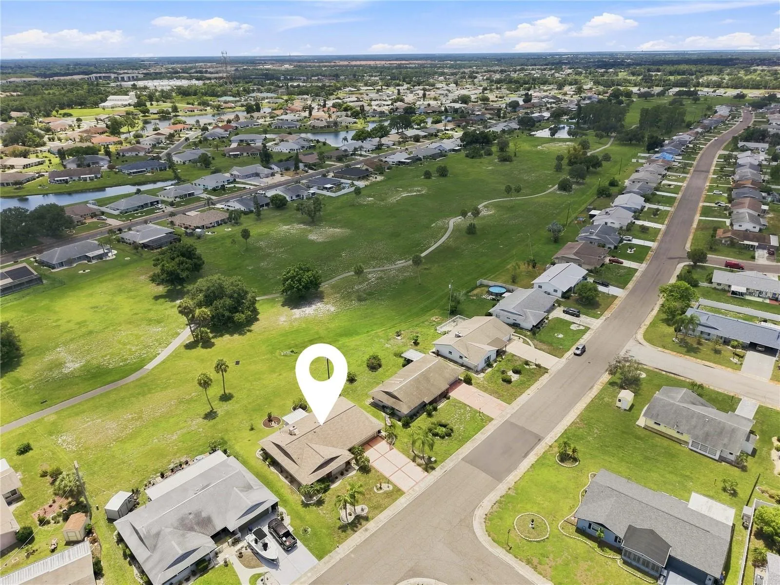 Low Aerial, Newer Roof 2022, Open Green Space