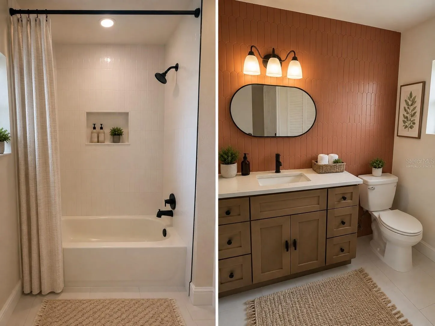 Virtually Staged Hallway Bathroom