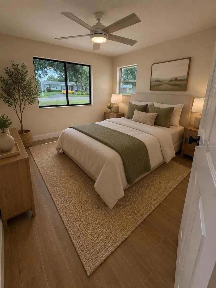 Virtually Staged Corner Bedroom