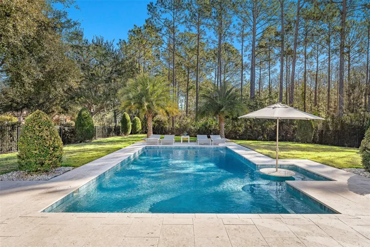 Open Heated Pool with Built in Pool Seating.