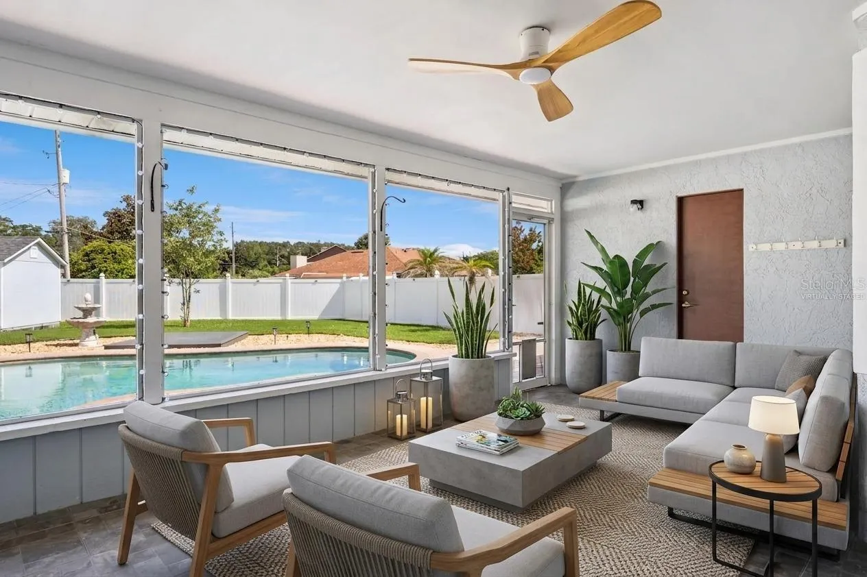 Virtually Staged Screened-In Covered Lanai