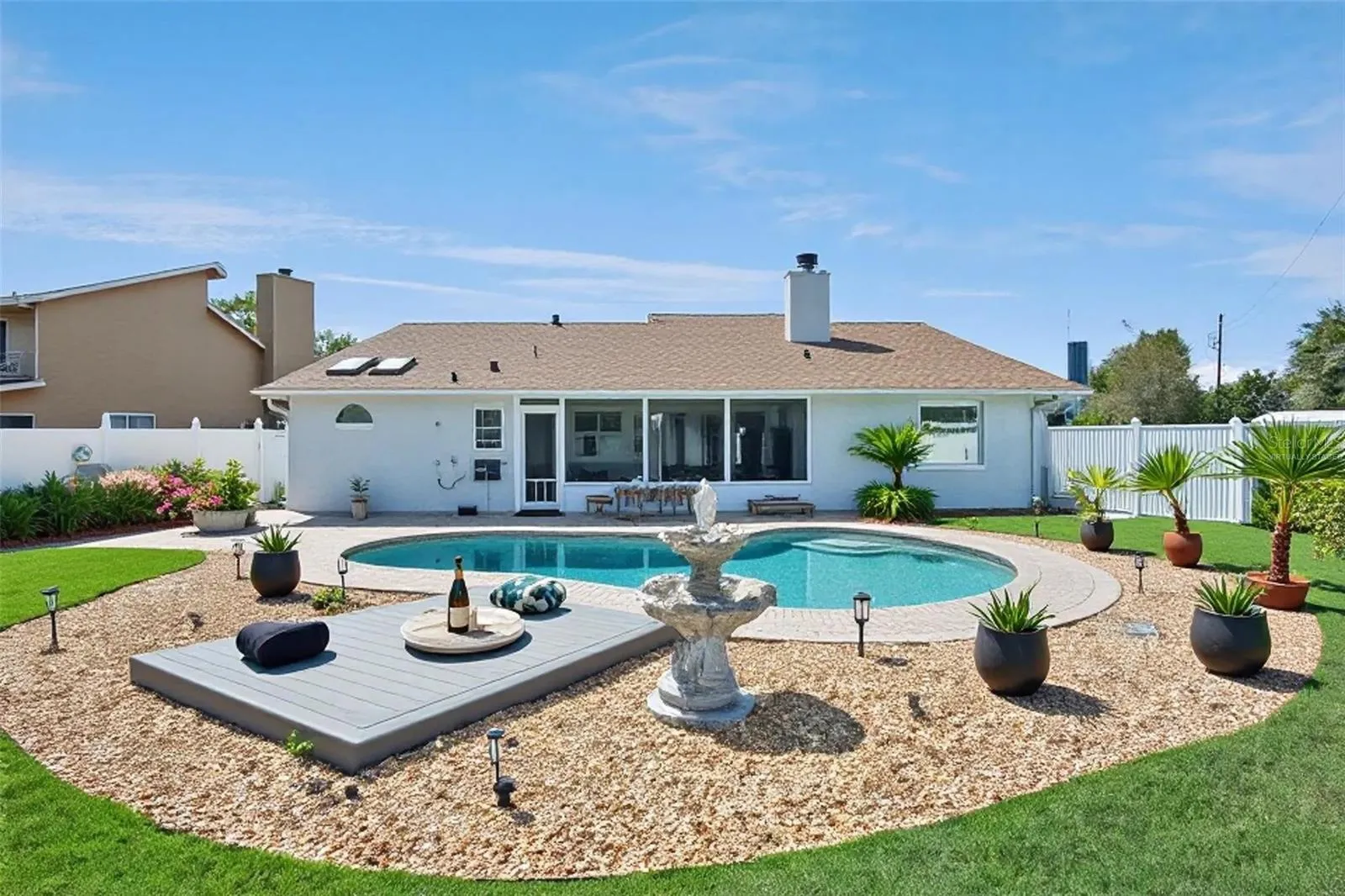 Virtually staged Pool Area