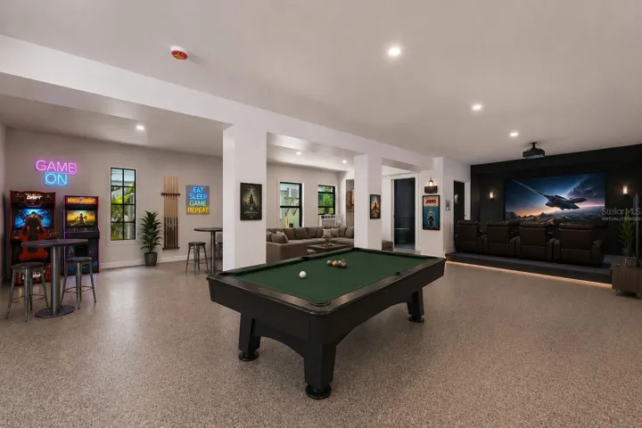 virtually staged game room