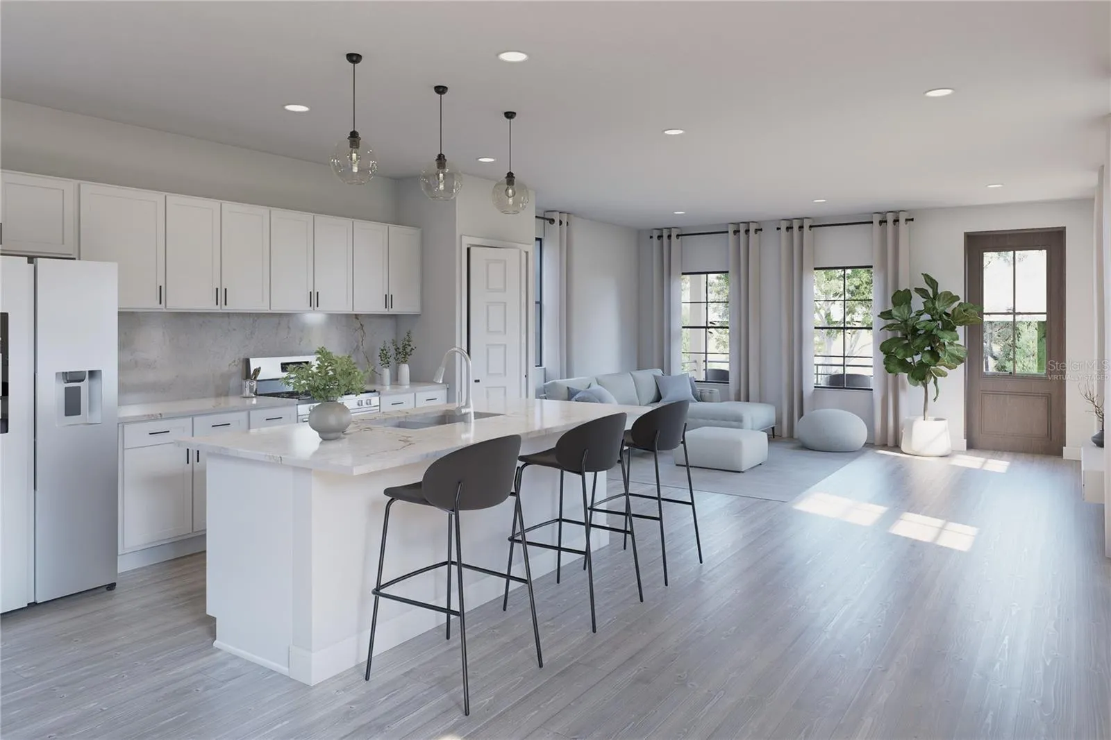 Second-Floor Open Living Area “Artist Rendering — Proposed Construction.” “Virtually Staged.”