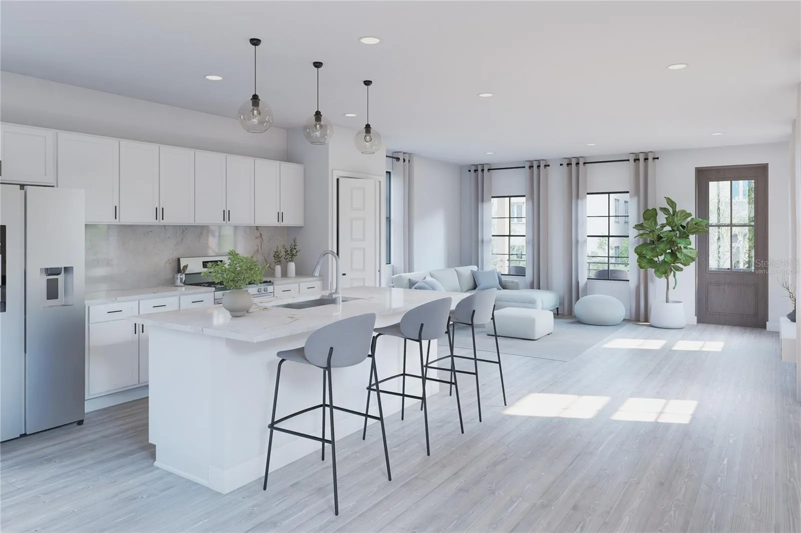 Second-Floor Open Living Area “Artist Rendering — Proposed Construction.” “Virtually Staged.”