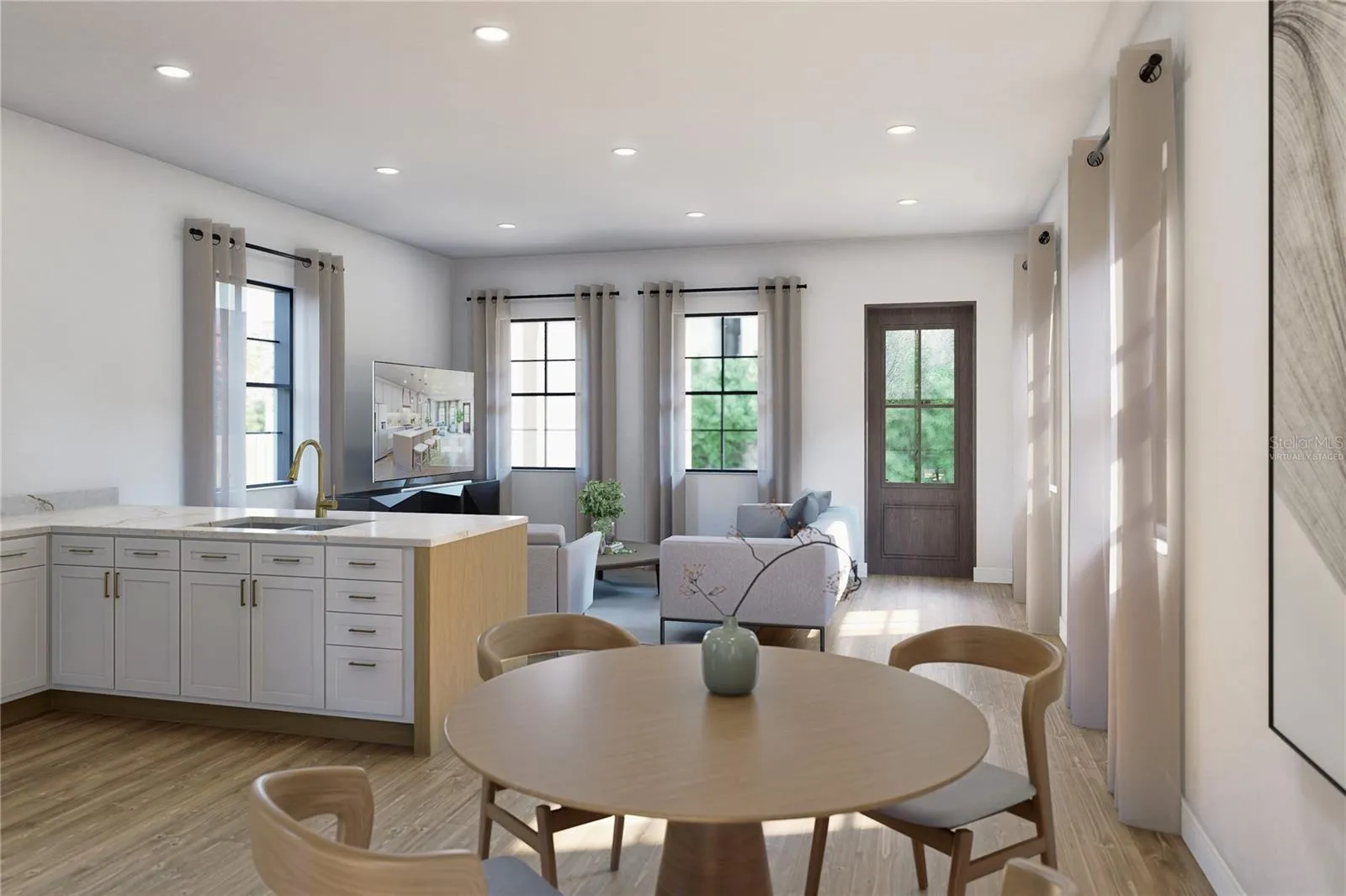 Open Dining Area “Artist Rendering — Proposed Construction.” “Virtually Staged.”