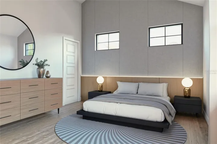 Primary bedroom “Artist Rendering — Proposed Construction.” “Virtually Staged.”