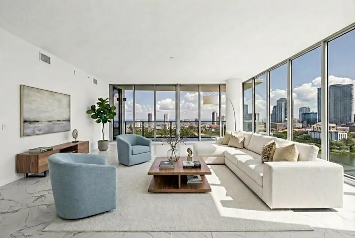 viturally staged living area, with the most stunning views!