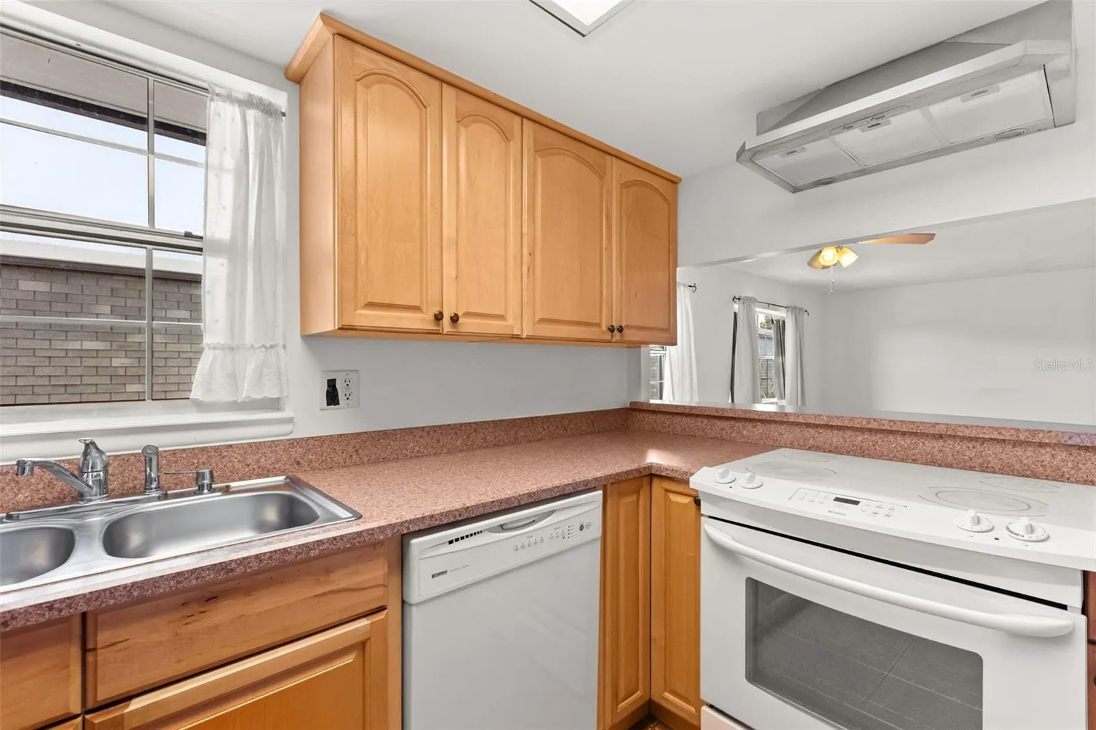 Kitchen open to living area