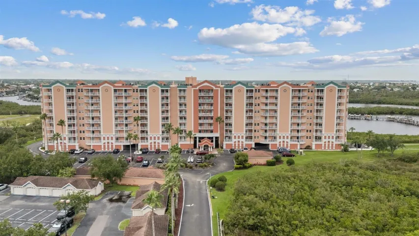 Aerial view of north facing front of complex