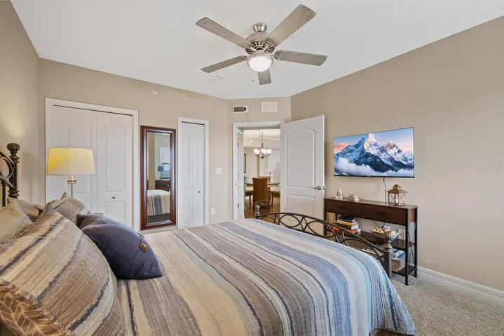 Guest Bedroom with large walk-in storage closet.