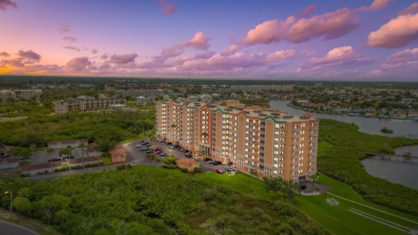Twighlit view of Seaview Place near condos near downtown NPR-virtually staged