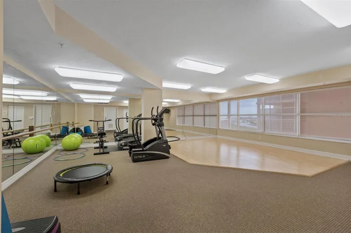 6th Floor-Aerobic and fitness studio with ballet bar and showers