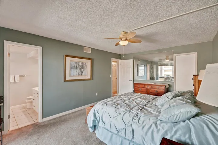 The primary bedroom has a walk in closet and it's own private bathroom.