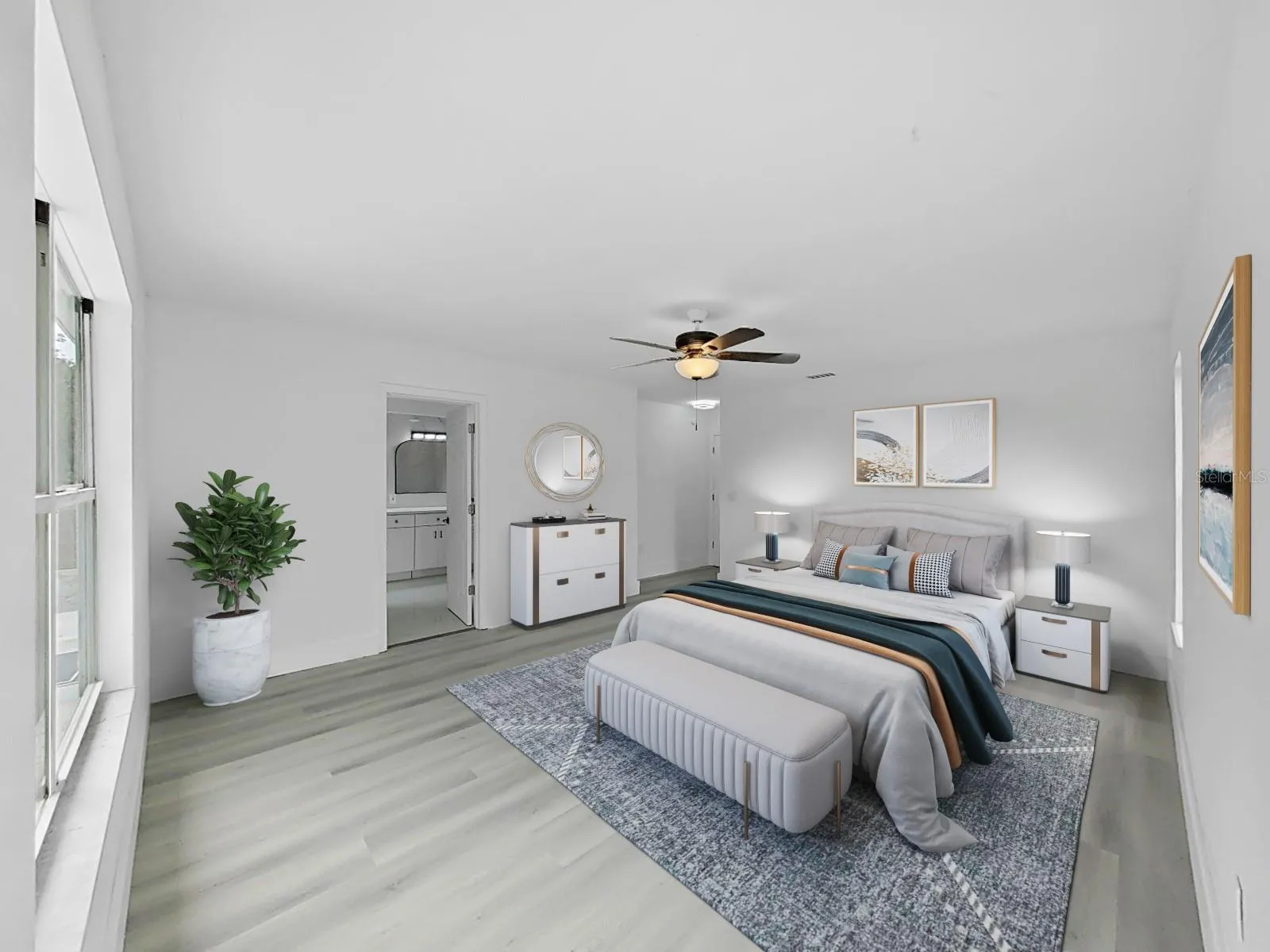 Virtual Staged Primary Bedroom