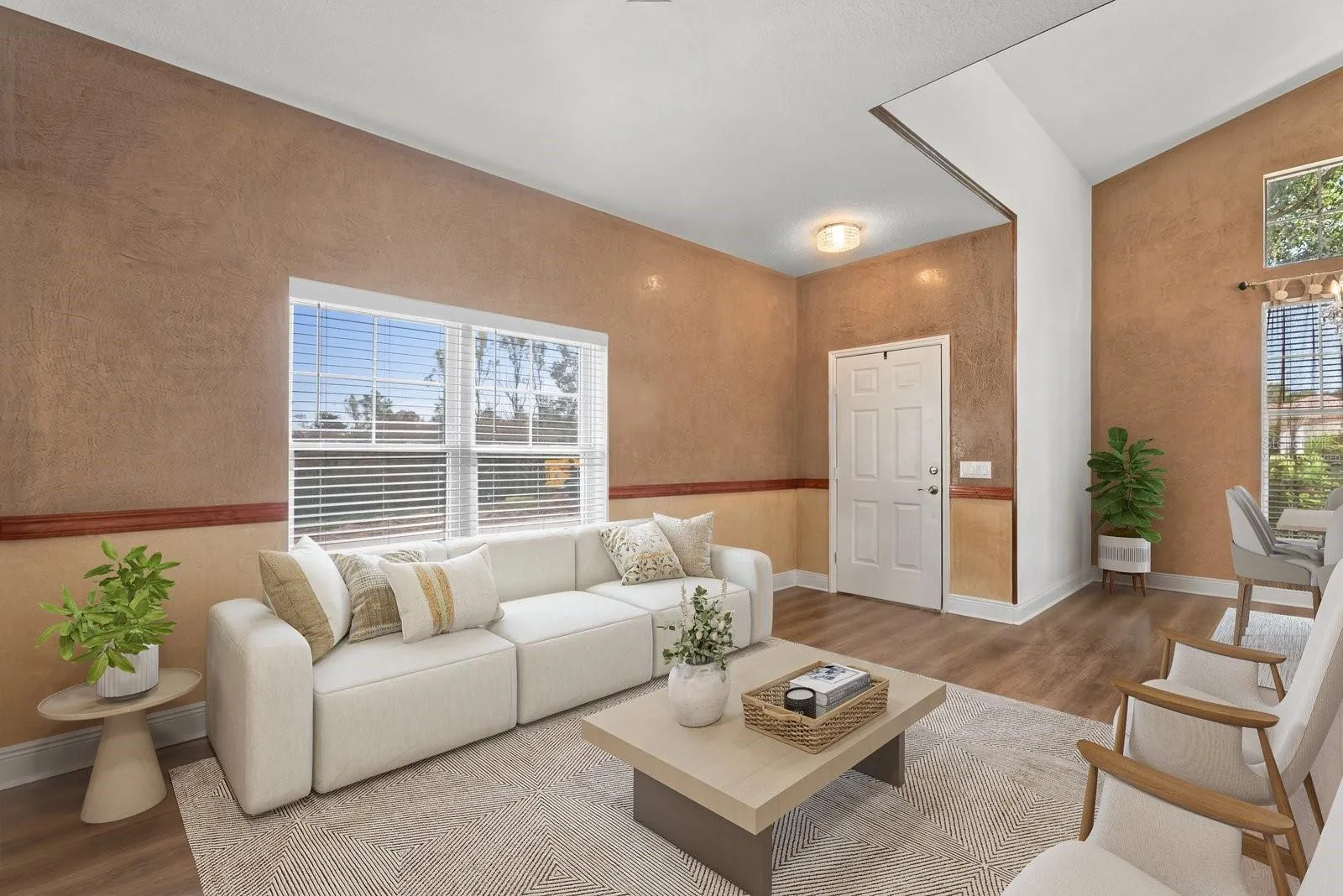 Virtually Staged formal living room.