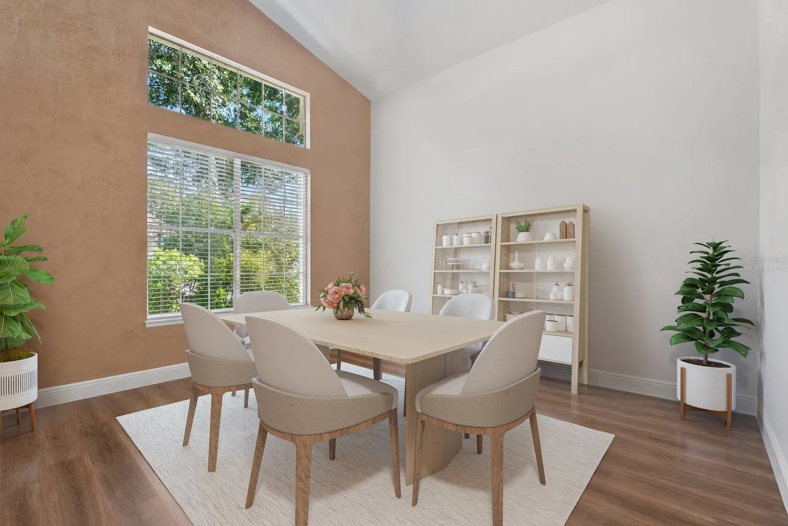Virtually Staged formal dining room.