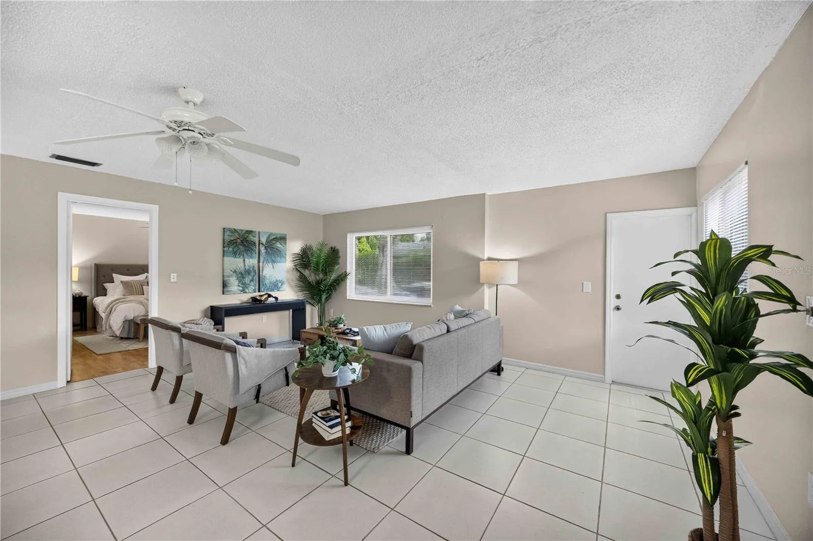 Tile flooring throughout