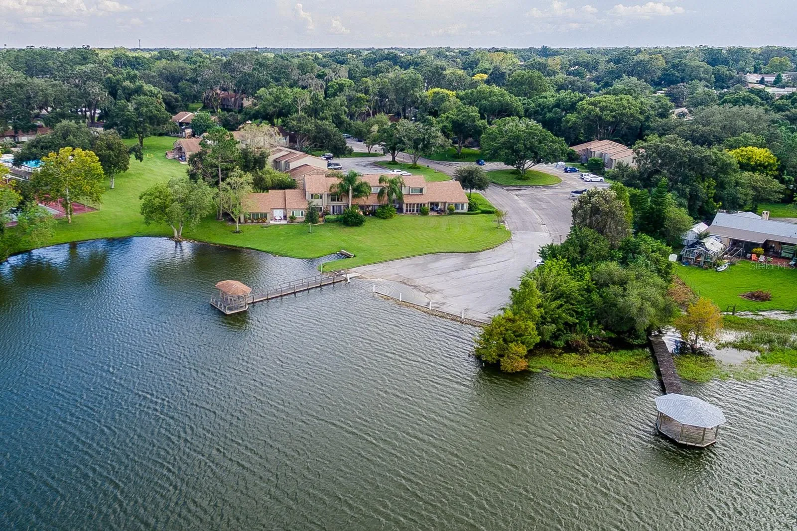 Peaceful lake and dock