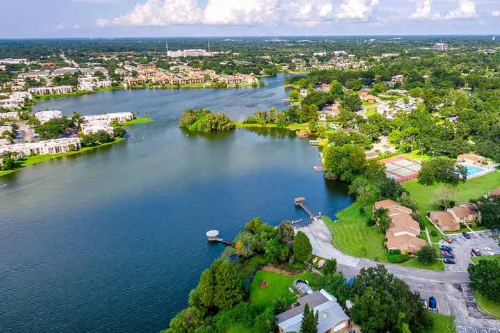 Boat ramp and view of lake